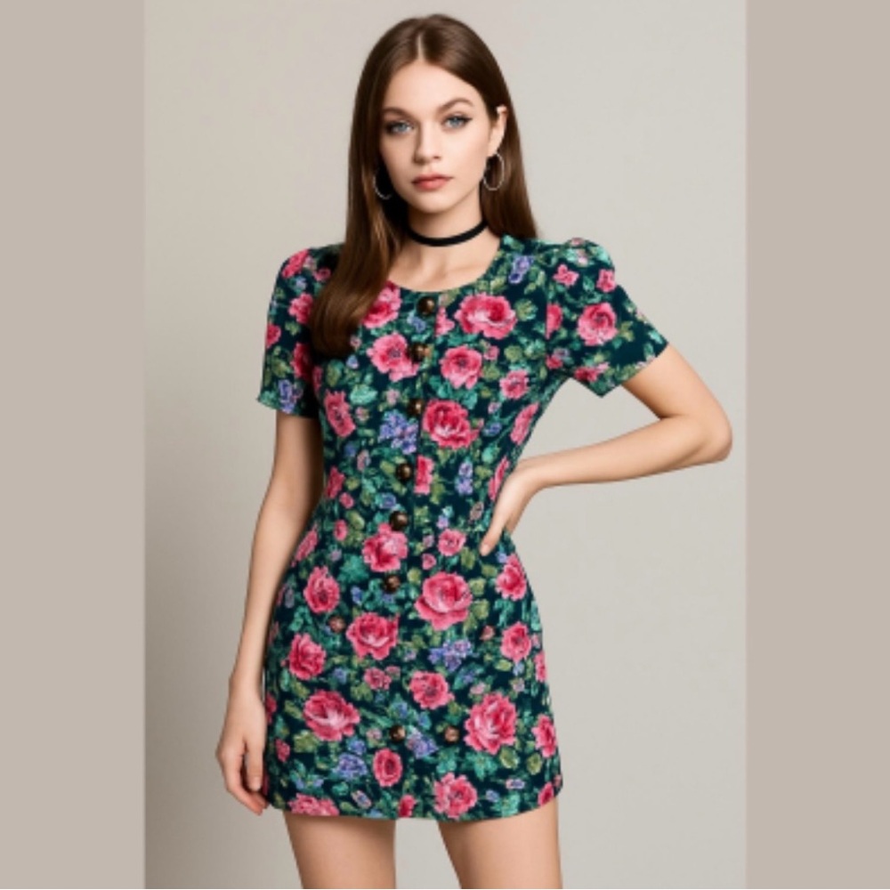 Vintage David Benjamin Women’s Floral 90s Y2K Grunge Dress Size 8 Boho Coquette